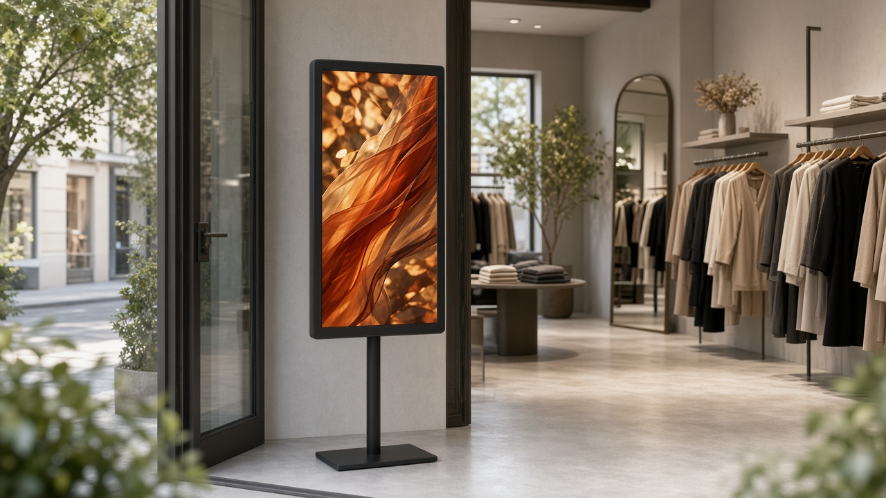 Écran en boutique pour une promotion de vitrine